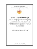 Hoàn thiện quy trình phục vụ a la carte của nhà hàng 1901 thuộc khu du lịch sun world ba na hills