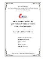 IUH - BÁO CÁO THỰC HÀNH CÁC QUÁ TRÌNH VÀ THIẾT BỊ TRONG CÔNG NGHỆ HÓA HỌC - Quá trình cô đặc