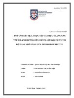 Chuyên Đề báo cáo kết quả thực tập và thực trạng các yếu tố Ảnh hưởng Đến chất lượng dịch vụ tại bộ phận nhà hàng của diamond seahotel