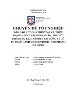 Chuyên Đề tốt nghiệp báo cáo kết quả thực tập và  thực trạng chính sách giá nhằm  thu hút khách du lịch nội Địa  tại công ty cổ phần lữ hành vietluxtour – chi nhánh Đà nẵng