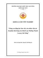 Nâng cao Động lực làm việc của nhân viên tại     bộ phận nhà hàng của khách sạn mường thanh luxury Đà nẵng