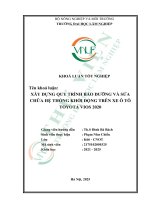 Xây dựng quy trình bảo dưỡng và sửa chữa hệ thống khởi Động trên xe Ô tô toyota vios 2020