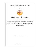 Giải pháp nâng cao chất lượng dịch vụ Ẩm thực tại nhà hàng wooden house   khách sạn mandila beachdanang