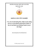 Các yếu tố Ảnh hưởng Đến Ý Định truyền miệng tích cực của du khách nội Địa Đối với dịch vụ       lưu trú tại khách sạn mường thanh luxury