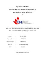 IUH - BÁO CÁO THỰC HÀNH QUÁ TRÌNH VÀ THIẾT BỊ HÓA HỌC - KHẢO SÁT ĐỘNG LỰC HỌC QUÁ TRÌNH SẤY