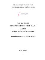 Tập bài giảng dịch viết hàn 1