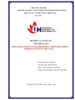 IUH - Tiểu luận Luật dân sự - Phân loại tài sản và giá trị pháp lý trong hệ thống pháp luật dân sự Việt Nam