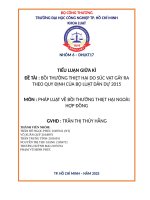 IUH - TIỂU LUẬN PHÁP LUẬT VỀ BỒI THƯỜNG THIỆT HẠI NGOÀI HỢP ĐỒNG - BỒI THƯỜNG THIỆT HẠI DO SÚC VẬT GÂY RA THEO QUY ĐỊNH CỦA BỘ LUẬT DÂN DỰ 2015