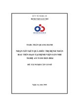 Nhận xét kết quả Điều trị bệnh nhân rau tiền Đạo