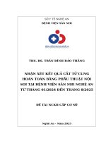 Nhận xét kết quả cắt tử cung hoàn toàn bằng phẫu thuật nội soi