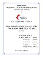 IUH - Tiểu luận Năng lượng mới trên ô tô - Phân tích xu hướng sử dụng nhiên liệu thay thế trên ô tô tại Việt Nam