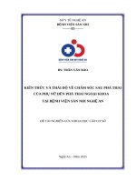 Kiến thức và thái Độ về chăm sóc sau phá thai của phụ nữ Đến phá thai ngoại khoa