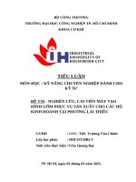 IUH - TIỂU LUẬN KỸ NĂNG CHUYÊN NGHIỆP DÀNH CHO KỸ SƯ - NGHIÊN CỨU, CẢI TIẾN MÁY TẠO HÌNH GỐM PHỤC VỤ SẢN XUẤT CHO CÁC HỘ KINH DOANH TẠI PHƯỜNG LÁI THIÊU