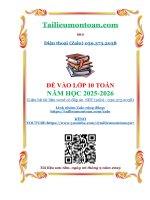 Đề thi vào lớp 10 môn toán năm 2025 2026 phần 2