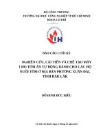 IUH - Báo cáo cuối kỳ - NGHIÊN CỨU, CẢI TIẾN VÀ CHẾ TẠO MÁY CHO TÔM ĂN TỰ ĐỘNG DÀNH CHO CÁC HỘ NUÔI TÔM Ở ĐỊA BÀN PHƯỜNG XUÂN ĐÀI, TỈNH ĐẮK LẮK