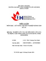 IUH - TIỂU LUẬN KỸ NĂNG CHUYÊN NGHIỆP DÀNH CHO KỸ SƯ - NGHIÊN CỨU VÀ CẢI TIẾN MÁY CẤY LÚA TỰ ĐỘNG CHO NÔNG DÂN XÃ XUÂN HƯNG TỈNH NINH BÌNH
