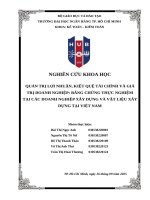 HUB - NGHIÊN CỨU KHOA HỌC - QUẢN TRỊ LỢI NHUẬN, KIỆT QUỆ TÀI CHÍNH VÀ GIÁ TRỊ DOANH NGHIỆP: BẰNG CHỨNG THỰC NGHIỆM TẠI CÁC DOANH NGHIỆP XÂY DỰNG VÀ VẬT LIỆU XÂY DỰNG TẠI VIỆT NAM