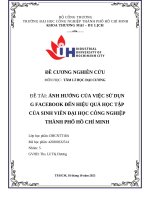 IUH - ĐỀ CƯƠNG NGHIÊN CỨU TÂM LÍ HỌC ĐẠI CƯƠNG - ẢNH HƯỞNG CỦA VIỆC SỬ DỤNG FACEBOOK ĐẾN HIỆU QUẢ HỌC TẬP CỦA SINH VIÊN ĐẠI HỌC CÔNG NGHIỆP THÀNH PHỐ HỒ CHÍ MINH