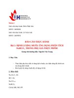IUH - BÁO CÁO THỰC HÀNH - Bài 1: ĐỊNH LƯỢNG MUỐI. ỨNG DỤNG PHÂN TÍCH NaHCO₃ TRONG PHỤ GIA THỰC PHẨM