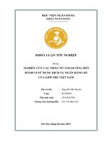 Khóa luận tốt nghiệp Ngân hàng: Nghiên cứu các nhân tố ảnh hưởng đến hành vi sử dụng dịch vụ ngân hàng số của giới trẻ Việt Nam
