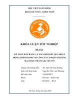 Khóa luận tốt nghiệp Kế toán kiểm toán: Kế toán bán hàng và xác định kết quả hoạt động kinh doanh tại Công ty Cổ phần Thương mại Thực phẩm A&G Mỹ Tín