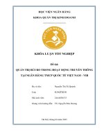 Khóa luận tốt nghiệp Quản trị kinh doanh: Quản trị rủi ro trong hoạt động truyền thông tại Ngân hàng TMCP Quốc tế Việt Nam – VIB
