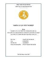 Khóa luận tốt nghiệp Quản trị kinh doanh: Nghiên cứu các nhân tố ảnh hưởng đến sự hài lòng của khách hàng về dịch vụ tổ chức sự kiện tại công ty TNHH Thương mại Tiến Long An