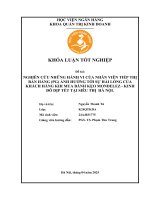 Khóa luận tốt nghiệp Quản trị kinh doanh: Nghiên cứu những hành vi của nhân viên tiếp thị bán hàng ảnh hưởng tới sự hài lòng của khách hàng khi mua bánh kẹo Mondelez - Kinh Đô dịp Tết tại siêu thị ở khu vực Hà Nội
