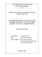 Đề tài nghiên cứu khoa học cấp Cơ sở: Tác động môi trường của việc phát hành trái phiếu xanh: Phân tích thực nghiệm cho khu vực Chấu Á - Thái Bình Dương