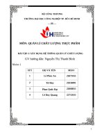 IUH - Tiểu luận QUẢN LÍ CHẤT LƯỢNG THỰC PHẨM - XÂY DỤNG HỆ THỐNG QUẢN LÝ CHẤT LƯỢNG