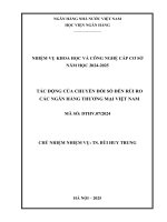 Đề tài nghiên cứu khoa học cấp Cơ sở: Tác động của chuyển đổi số đến rủi ro các Ngân hàng thương mại Việt Nam