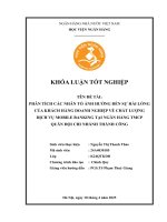 Khóa luận tốt nghiệp Quản trị kinh doanh: Phân tích các nhân tố ảnh hưởng đến sự hài lòng của khách hàng doanh nghiệp về chất lượng dịch vụ Mobile banking tại Ngân hàng TMCP Quân đội chi nhánh Thành Công