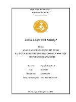 Khóa luận tốt nghiệp Ngân hàng: Nâng cao chất lượng tín dụng tại Ngân hàng Thương mại cổ phần Bảo Việt - Chi nhánh Quảng Ninh