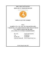 Khóa luận tốt nghiệp Quản trị kinh doanh: Nghiên cứu các yếu tố ảnh hưởng đến ý định mua của khách hàng đối với sản phẩm cửa thông minh thế hệ mới của Công ty Cổ phần Eurowindow