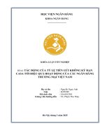 Khóa luận tốt nghiệp Ngân hàng: Tác động của tỷ lệ tiền gửi không kỳ hạn CASA tới hiệu quả hoạt động của các ngân hàng thương mại Việt Nam