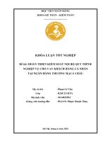 Khóa luận tốt nghiệp Kế toán kiểm toán: Hoàn thiện kiểm soát nội bộ quy trình nghiệp vụ cho vay khách hàng cá nhân tại Ngân hàng Thương mại Cổ phần Á Châu