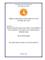 Đề tài nghiên cứu khoa học cấp Cơ sở: Mối quan hệ giữa khả năng tiếp cận tài chính và tăng trưởng của doanh nghiệp nhỏ và vừa trên địa bàn tỉnh Bắc Ninh