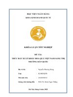 Khóa luận tốt nghiệp Kinh doanh quốc tế: Thúc đẩy xuất khẩu hoa quả Việt Nam sang thị trường Hàn Quốc