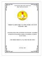Đề tài nghiên cứu khoa học cấp Cơ sở: Investigating the autonomy of English - majored students in English classes at Banking Academy