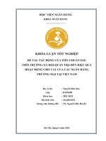 Khóa luận tốt nghiệp Ngân hàng: Tác động của tiêu chuẩn ESG (Môi trường - Xã hội - Quản trị) đến hiệu quả hoạt động cho vay của các ngân hàng thương mại tại Việt Nam