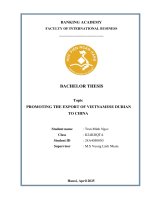 Khóa luận tốt nghiệp Kinh doanh quốc tế: Promoting the export of Vietnamese durian to China