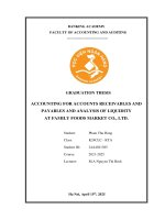 Khóa luận tốt nghiệp Kế toán kiểm toán: Accounting for accounts receivables and payables and analysis of liquidity at Family Foods Market Co., Ltd