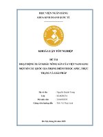 Khóa luận tốt nghiệp Kinh doanh quốc tế: Hoạt động xuất khẩu nông sản của Việt Nam sang một số quốc gia trọng điểm thuộc APEC, thực trạng và giải pháp