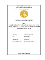 Khóa luận tốt nghiệp Quản trị kinh doanh: Nghiên cứu sự ảnh hưởng của sự hài lòng trong công việc đến lòng trung thành của người lao động tại Công ty TNHH Nhà Hàng Sườn Mười