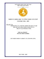 Đề tài nghiên cứu khoa học cấp Cơ sở: Ảnh hưởng của chương trình tín dụng vi mô đến kết quả hoạt động kinh tế của phụ nữ tại tỉnh Bắc Ninh