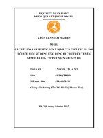 Khóa luận tốt nghiệp Quản trị kinh doanh: Các yếu tố ảnh hưởng đến ý định của giới trẻ Hà Nội đối với việc sử dụng ứng dụng đi chợ trực tuyến Sendo Farm – Công ty cổ phần Công nghệ Sen Đỏ