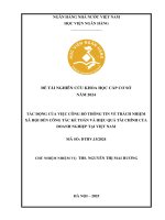Đề tài nghiên cứu khoa học cấp Cơ sở: Tác động của việc công bố thông tin trách nhiệm xã hội đến công tác kế toán và hiệu quả tài chính của doanh nghiệp tại Việt Nam