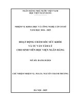 Đề tài nghiên cứu khoa học cấp Cơ sở: Hoạt động chăm sóc sức khỏe và tư vấn tâm lý cho sinh viên Học viện Ngân hàng