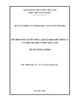 Đề tài nghiên cứu khoa học cấp Cơ sở: Mô hình nhà nước phúc lợi xã hội kiểu Đông Á và một số gợi ý cho Việt Nam