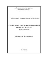 Đề tài nghiên cứu khoa học cấp Cơ sở: Nâng cao chất lượng dịch vụ hỗ trợ đào tạo tại Học viện Ngân hàng
